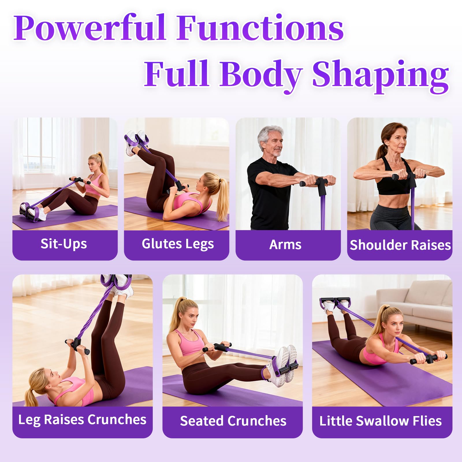 Multifunction Tension Rope, 6-Tube Elastic Yoga Pedal Puller Resistance Band, Natural Latex Tension Rope Fitness Equipment, for Abdomen/Waist/Arm/Leg Stretching Slimming Training — Amazon image 5