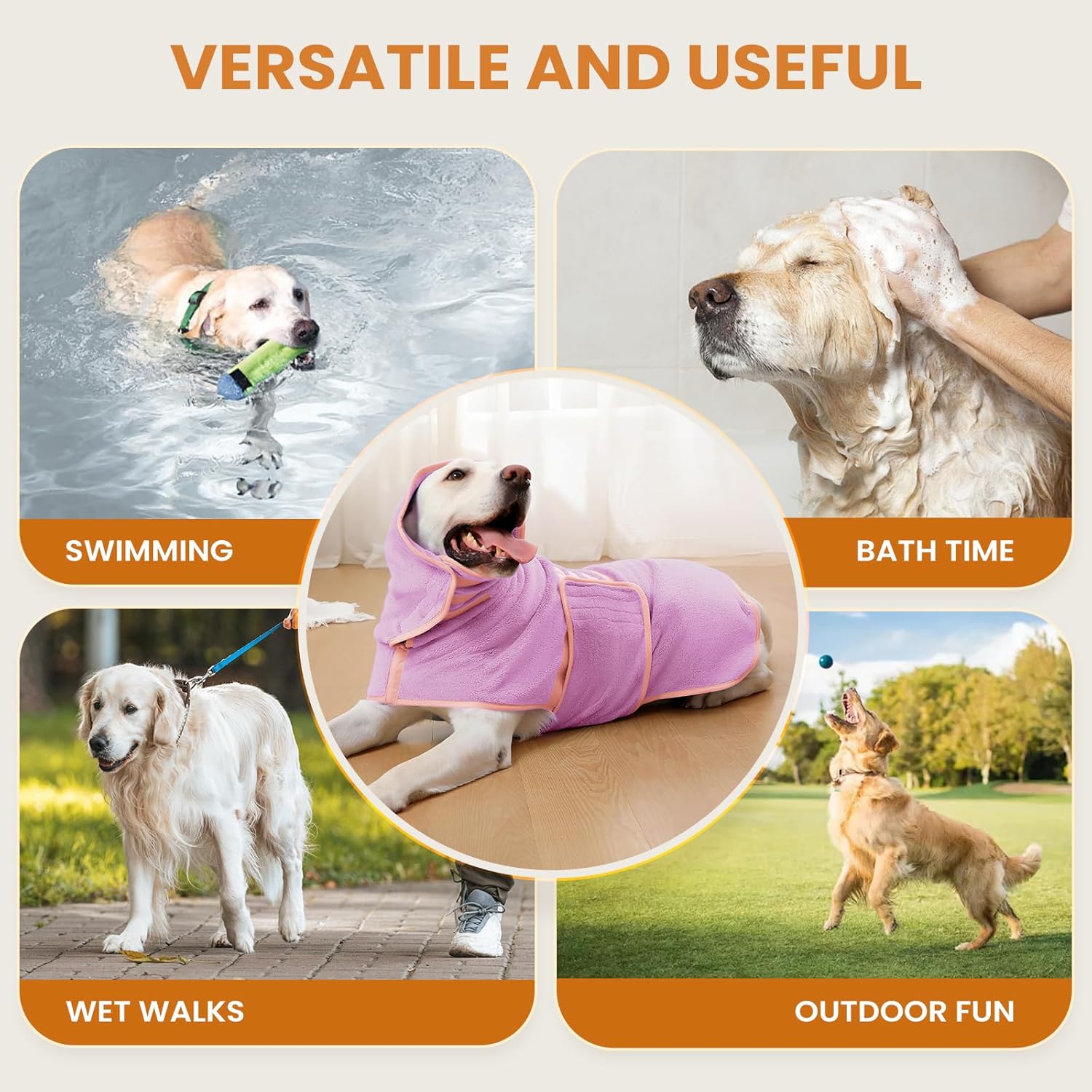 Zorela Dog Drying Coat, Super Soft Coral Fleece Dog Drying Towel Robe, Fast Drying Microfiber Towel Robes Dressing Gown Bathrobe for Dogs After Bath, Swim, Beach, Wet Walk 8 71e9Y77LthL. AC SL1500