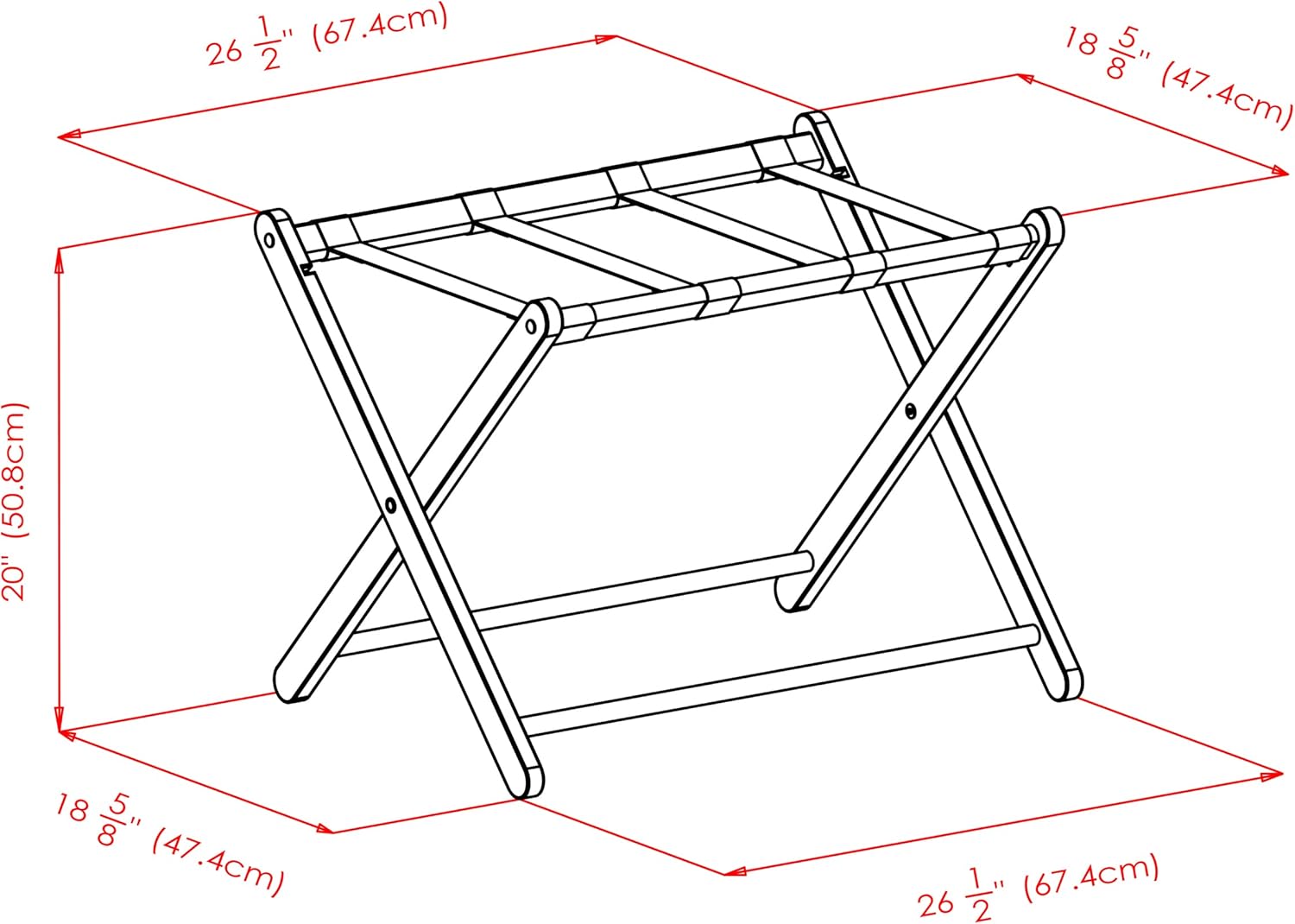 Winsome 92535 Dora Wood Foldable Luggage Rack with Removable Fabric Basket, Espresso
