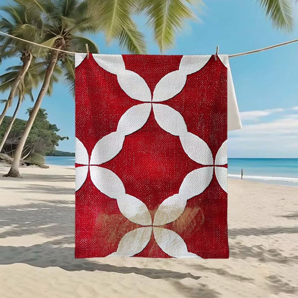 Telo Mare XXL 100x200cm/35x70cm, 2 Set Telo Mare Microfibra Rosso Asciugamano Palestra Uomo, Antisabbia, Leggero, Asciugatura Rapida, Teli da Spiaggia Grandi Accessori per Camping Natation Yoga I-31
