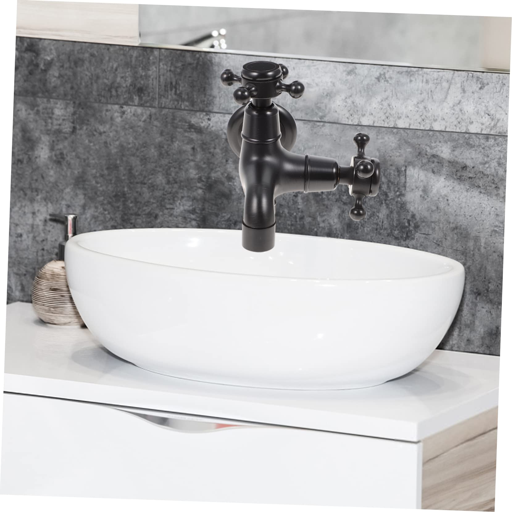 GALPADA Rubinetto Lavatrice a Via in Ottone Doppia Uscita Nero Stile Vintage Per Bagno e Cucina Aumento Pressione, Accessori Per Lavandino e Lavatrice