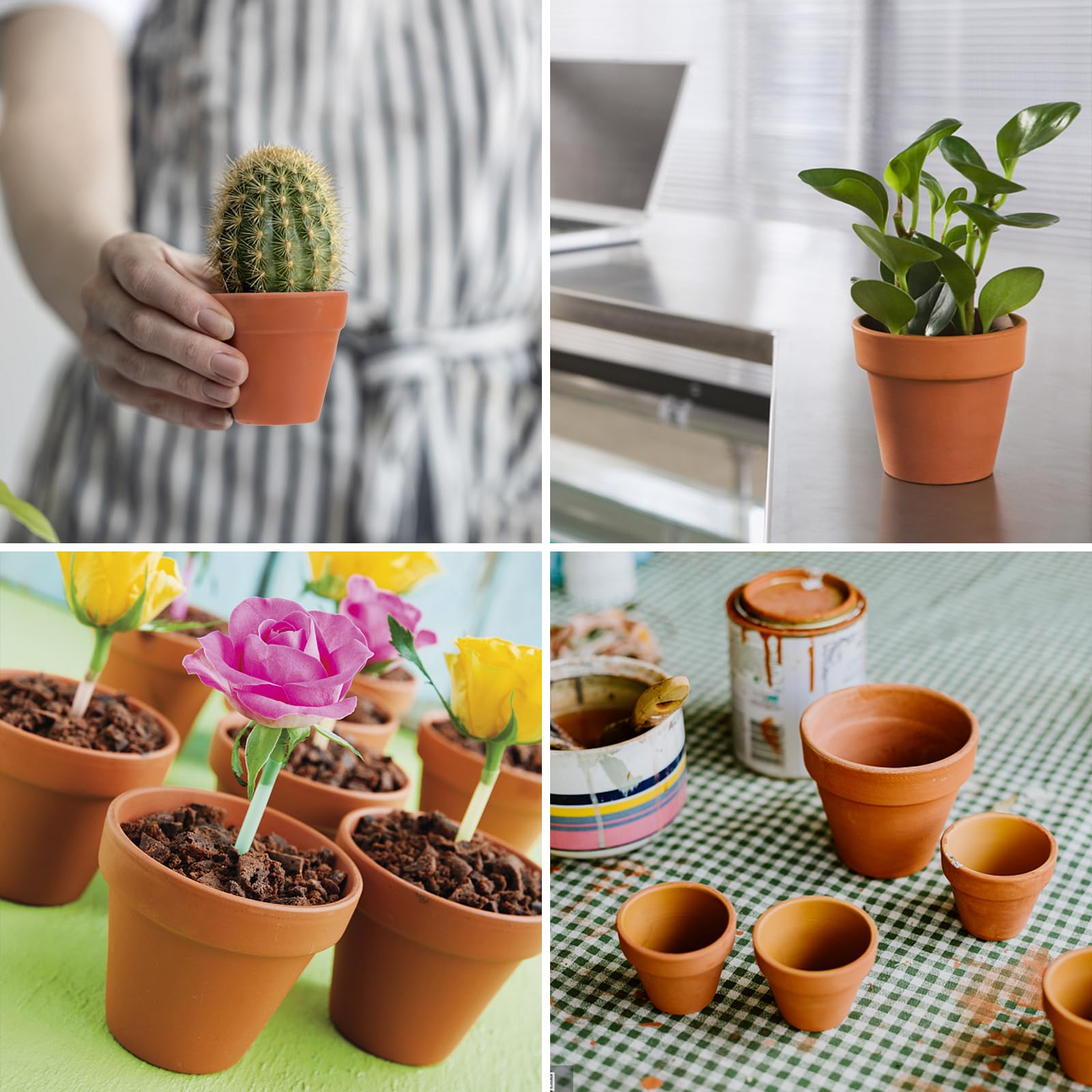 BESPORTBLE Mini Vasi per Piante Grasse in Terracotta Fori di Drenaggio, 10 Pezzi da 4,5x4 Cm, Piccoli Vasi in Ceramica per Bomboniere, Progetti Scolastici e Decorazioni Casa
