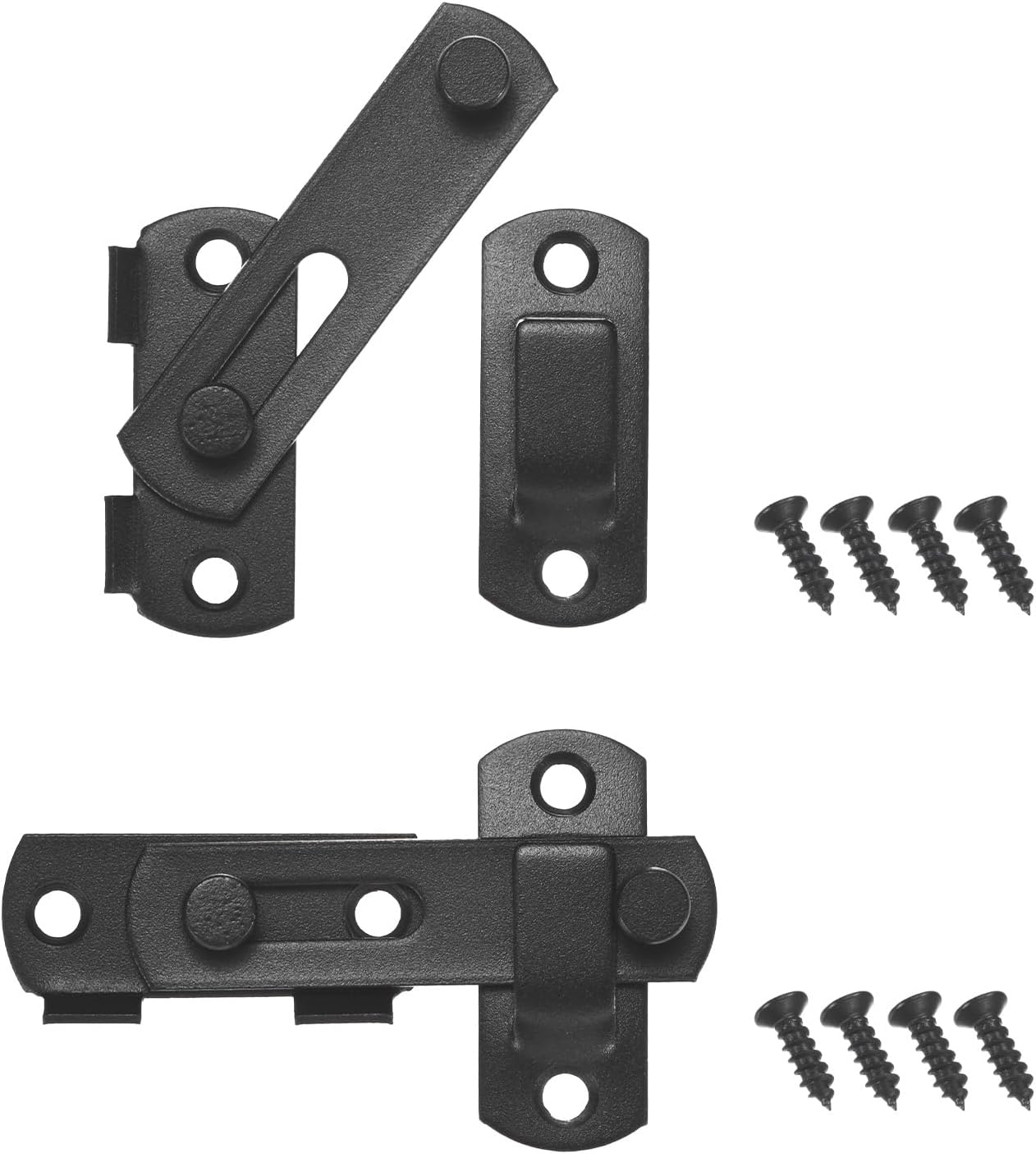 M METERXITY 2-Pack Flip Latch Gate Latches 1.97Inch Stainless Steel Gate Latches with Screws Safety Sliding Door Lock for Door/Window/Toilet/Fence/Drawer [Black]