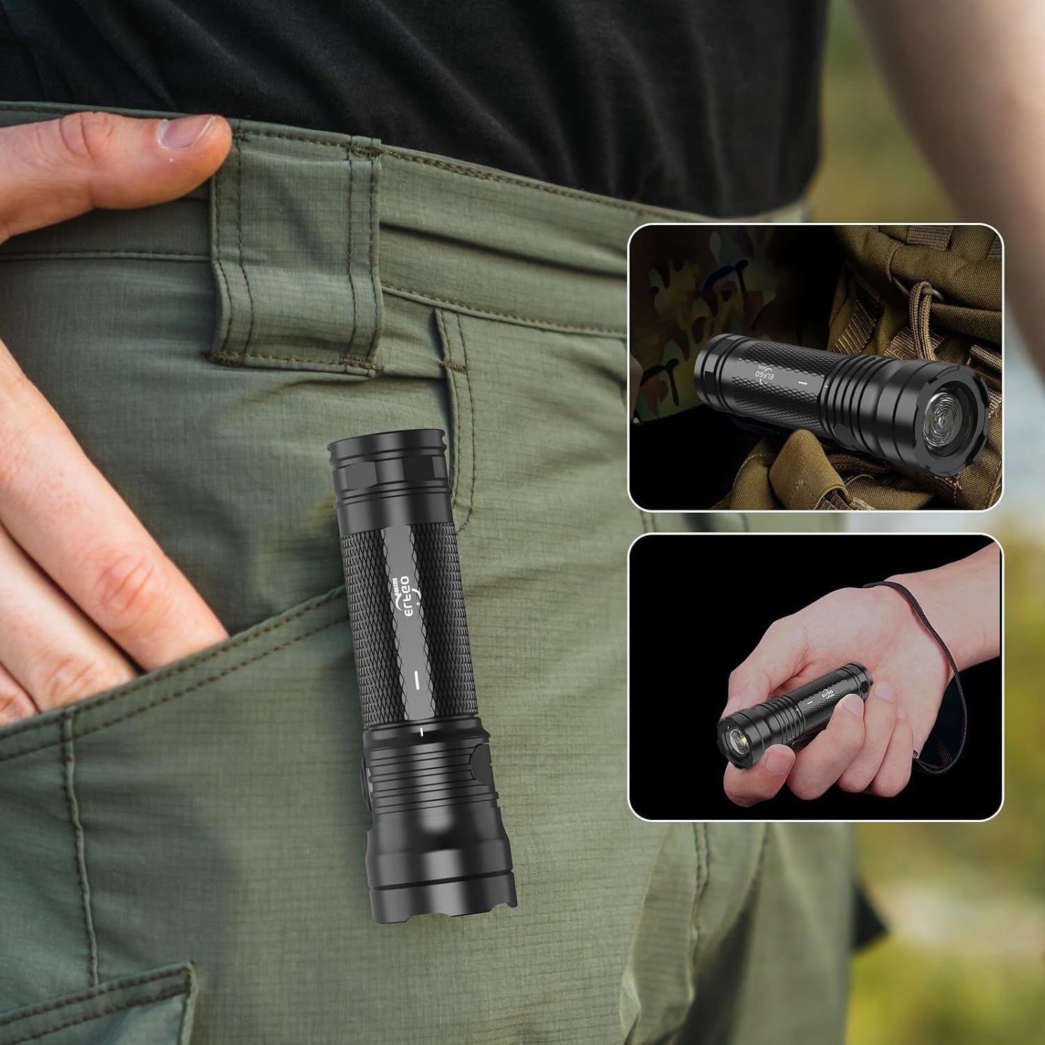 1500Lumens Outdoor Flashlight,LED Flashlight Flash Light Duty Rechargeable Flashlights with USB C IP67 Strobe Handheld Flashlight for Outdoor Medical Camping Emergency Work Light Repair