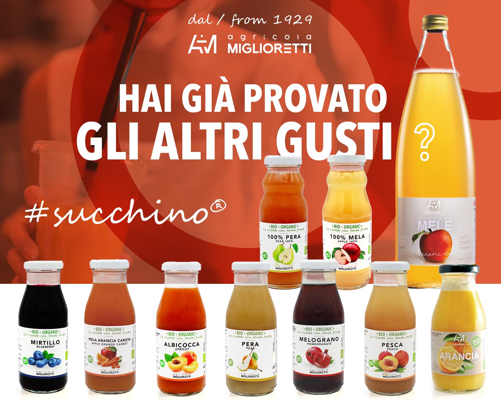 Agricola Miglioretti - 6x200ml Succo di pesca 100% Biologico, Spremuta a Freddo senza Zuccheri Aggiunti - Prodotto Italiano Naturale e Dissetante