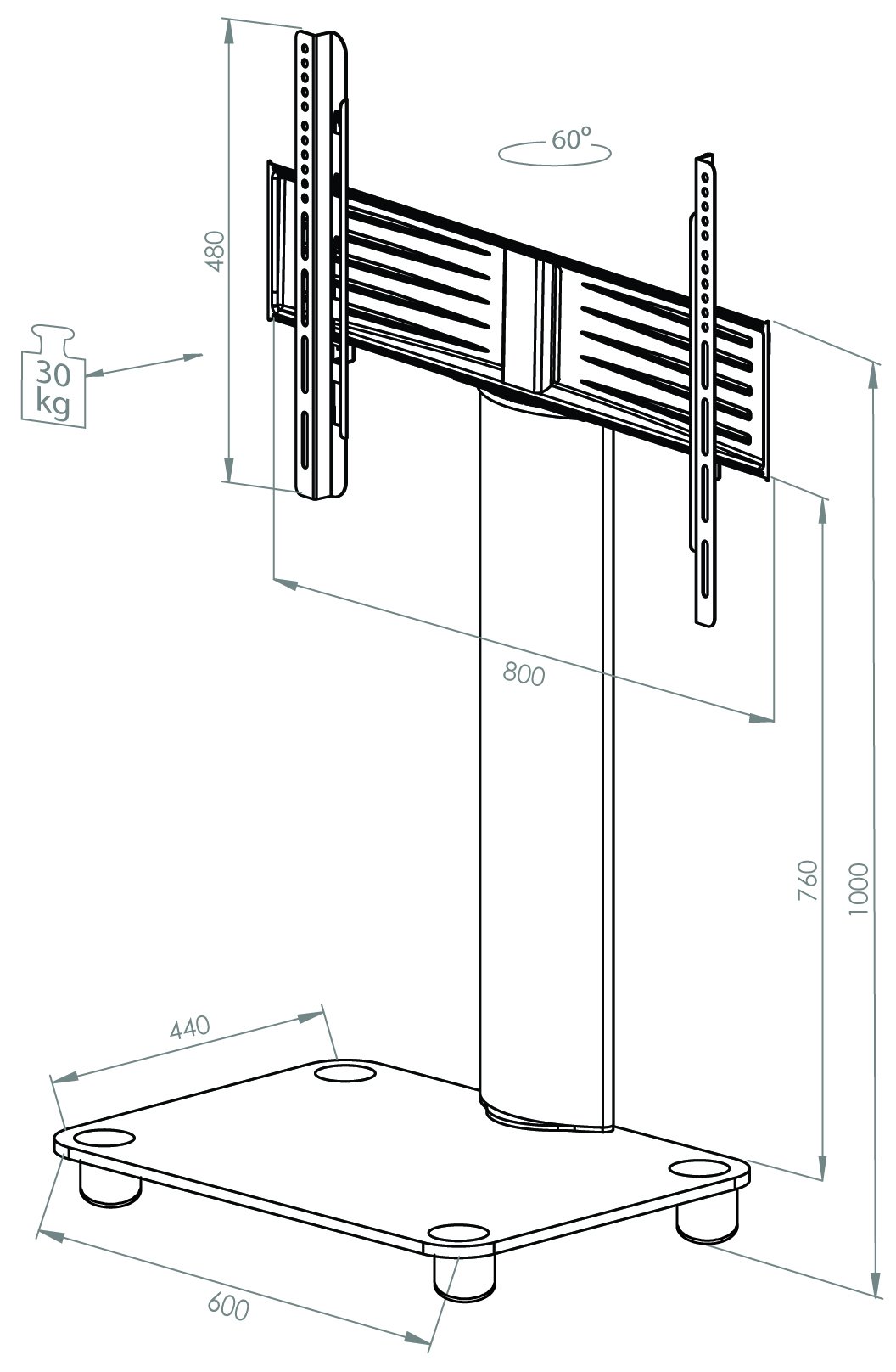 VCM Soporte Universal para TV VESA Soporte para televisión Aluminio Cristal Ruedas rodables Tosal Soporte Universal para TV VESA Soporte para televisión Aluminio Cristal Ruedas rodables Tosal