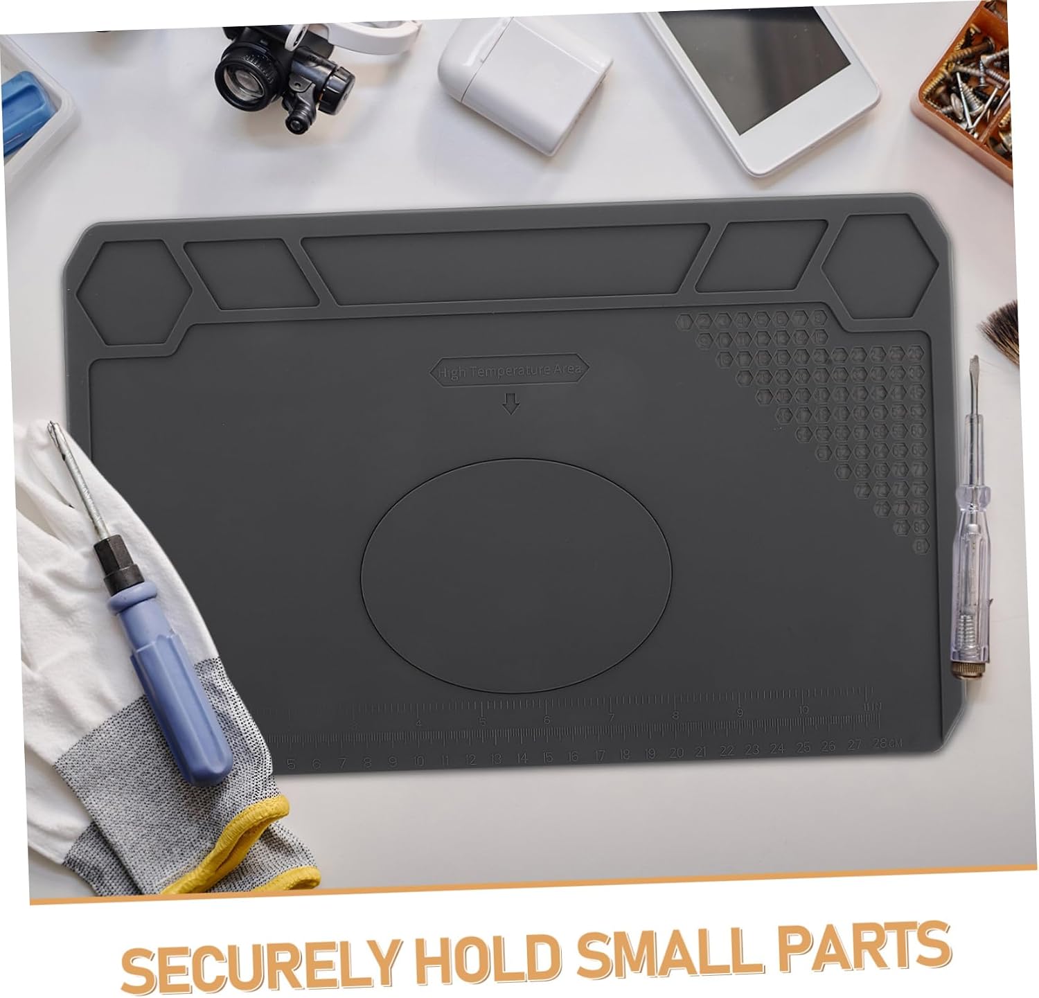 Silicone Insulation Mat for Soldering Heatproof Workbench Mat Magnetic Sections for Electronics Repair and Mobile Device Maintenance and Multifunctional