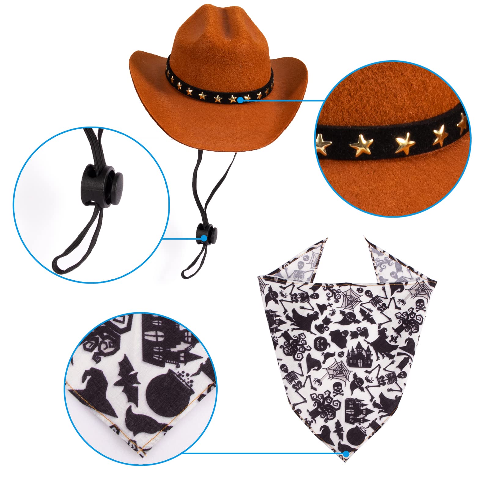 Cowboy-Kostüm Für Kleine Hunde & Katzen – Hut & Bandana, Rosa, Für Halloween & Western-Partys