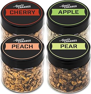 400 Cocktail Smoker Wood Chips Fruit 4 Pack – Apple, Cherry, Peach, Pear – Whiskey Smoker Wood Chips for BBQ, Bourbon & Cocktail Smoker Kit
