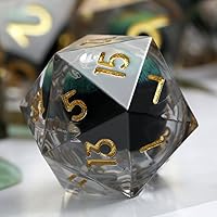 Vista 2 de DNDND Dados de Resina Ojo DND de Borde Afilado Dado de D&D con Estuche de Regalo para Juego de Dungeons and Dragons (Ojo de Dragón Verde)
