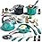Bruvoalon 32Pcs Kids Play Kitchen Toys Set, Toddlers Pretend Cooking Playset Acccessories with Pots Pans, Utensils Cookware, Foods, Canned Veges, Learning Gift for Kids Girls Boys (Green)