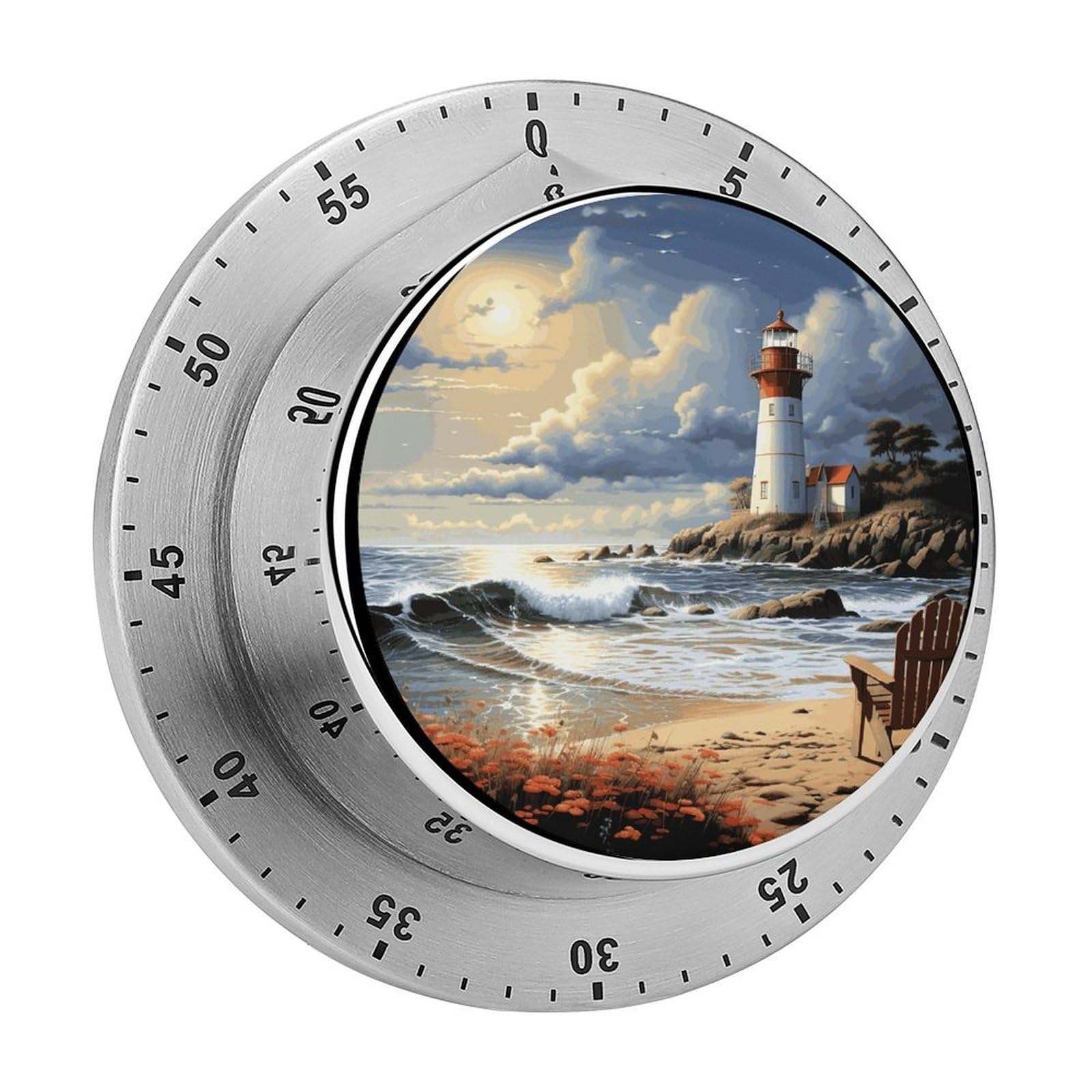 Adfgyerh Style Sea Lighthouse Sandbeach Timer For Cooking, Kitchen Timer Magnetic No Batteries Required, Mechanical Timer With Loud Alarm, For Fitness Baking Exercise Oven