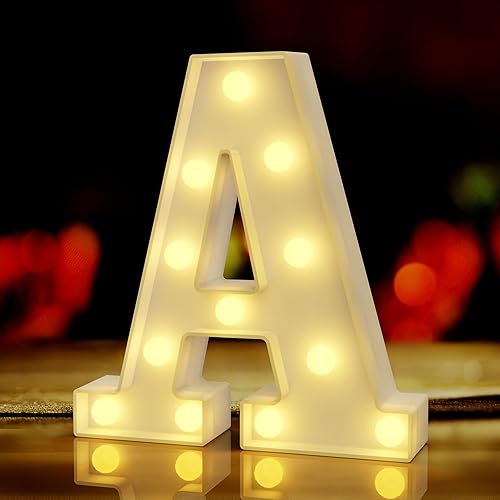 Miniatura 8 de Letras con luces G, letras grandes para decoración de fiestas, luces de letras de marquesina LED, adornos de letras, letrero con nombre para pared,