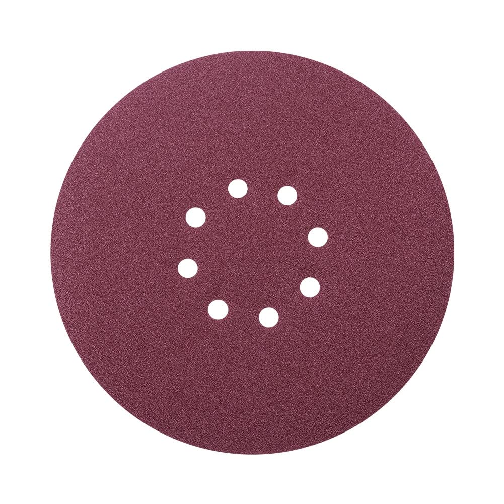 Bettomshin 10Pcs 9 Inch 8 Hole Hook and Loop Sanding Disc 100 Grit Flocking Sandpaper Random Orbital Sander Paper
