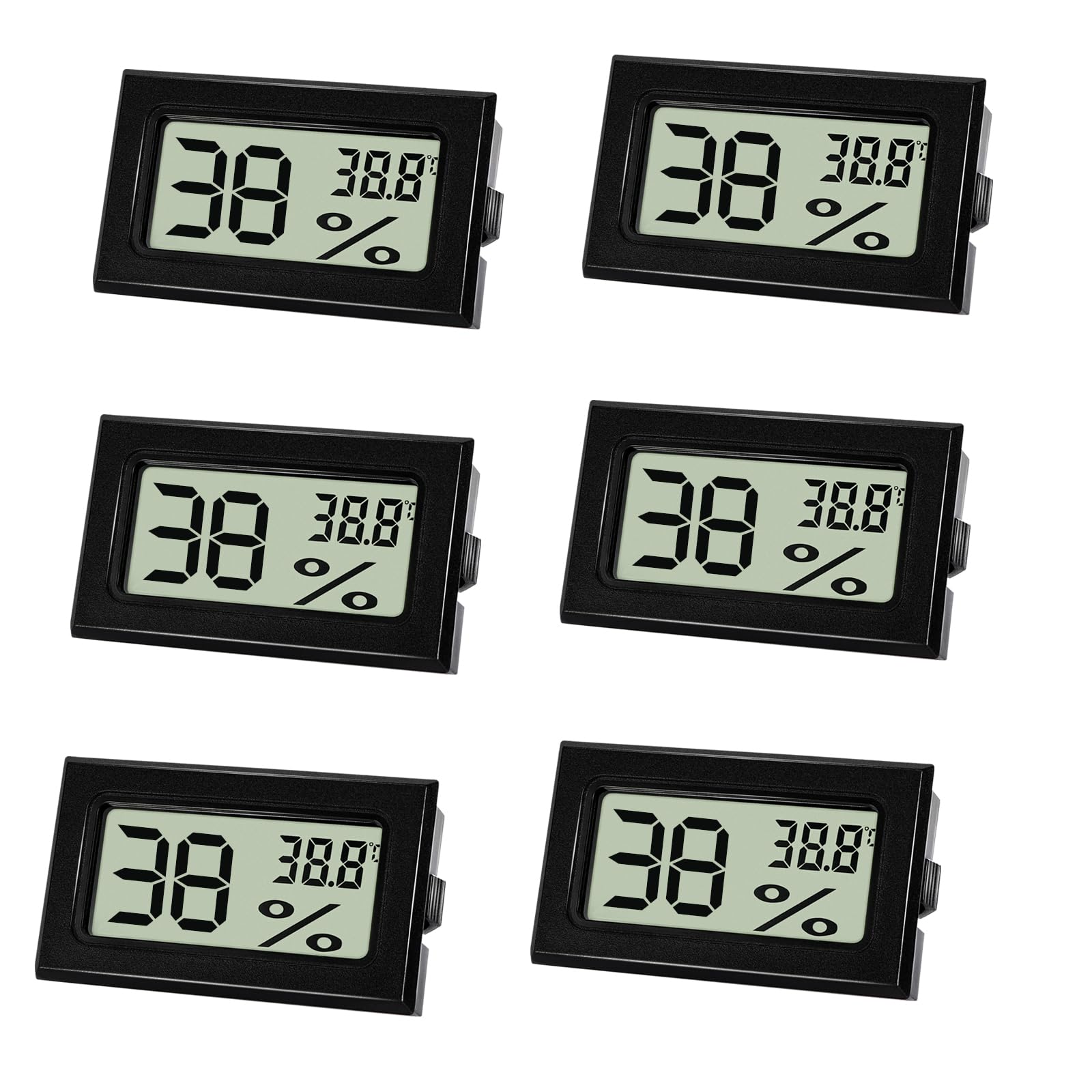 Farerkass Hygrometer - Thermometer, Digital Mini Luftfeuchtigkeitsmesser mit LCD, Zimmertemperatur für Innenräume und Hydrometer für Babyzimmer,Schlafzimmer und Weinkeller, Schwarz (6)