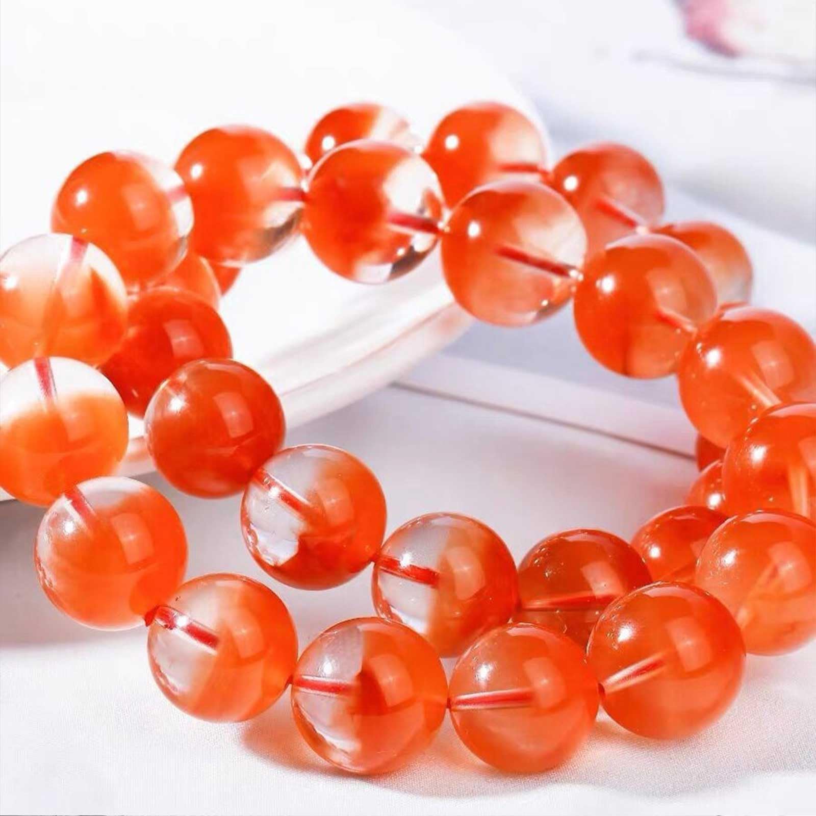 Bracciale di Cristallo curativo – Bracciale Elasticizzato con Perline di Pietre preziose Rosse Naturali per Donna Uomo, Pietra Rotonda per Yoga,8mm