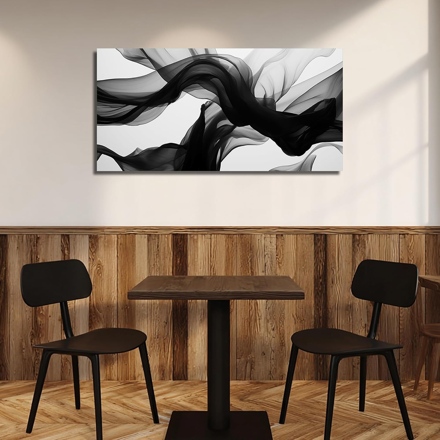 DNIEOTU Abstract Wall Art for Living Room, Black White and Gray Canvas Wall-Decor for Bedroom, Modern Minimalist Picture Prints for Hallway Office, Size 40 x 20 Inches