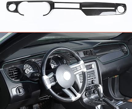 RT-TCZ Carbon Fiber Center Console Dashboard Panel Trim Cover Kit Meter Frame Decoration Interior Accessories for Ford Mustang 2010-2014