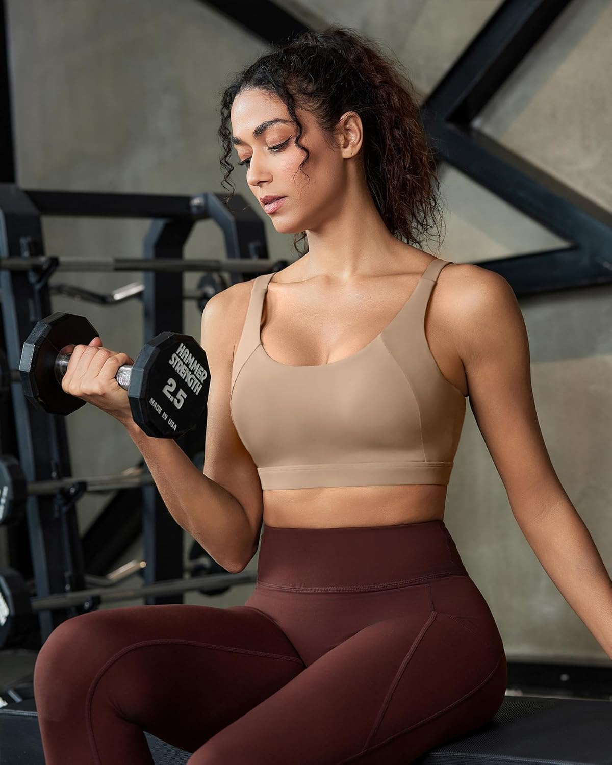 RUNNING GIRL Sports Bra for Women High Support, Molded Cup Supportive High Impact Sports Bras with Sewn in Pads