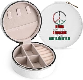 Free Palestinian Peace Palestine Flag Travel Jewelry Case Box White-style | Earring Necklace Rings Round Organizer Storage