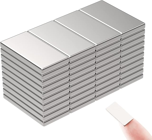 Wukong Magnets, 40 Pack | 20x10x2mm Bar Magnet Extra Strong Magnet Square Bar Mini Magnet for Whiteboards, Fridge, Crafts, Noticeboard or DIY