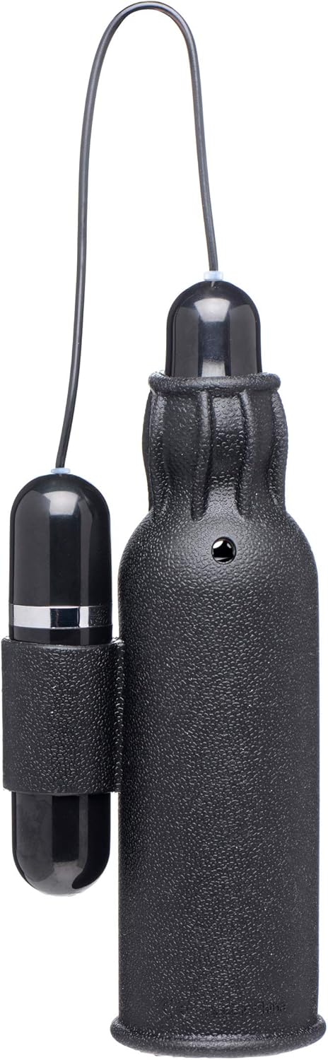 Trinity Vibes Lightning Stroke Silicone Stroker with Vibrating Bullet, 1 Count, Black