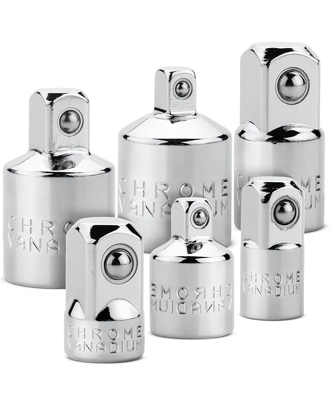 Kit de Adaptadores e Redutores para Soquetes Bates Choice em Aço Cromo-Vanádio, 6 Peças, 6,35 mm, 9,53 mm e 12,7 mm