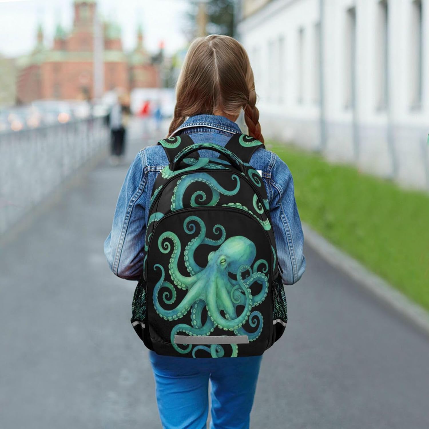 Blue Watercolor Octopus Backpacks Travel Laptop Daypack School Book Bag for Men Women Teens Kids