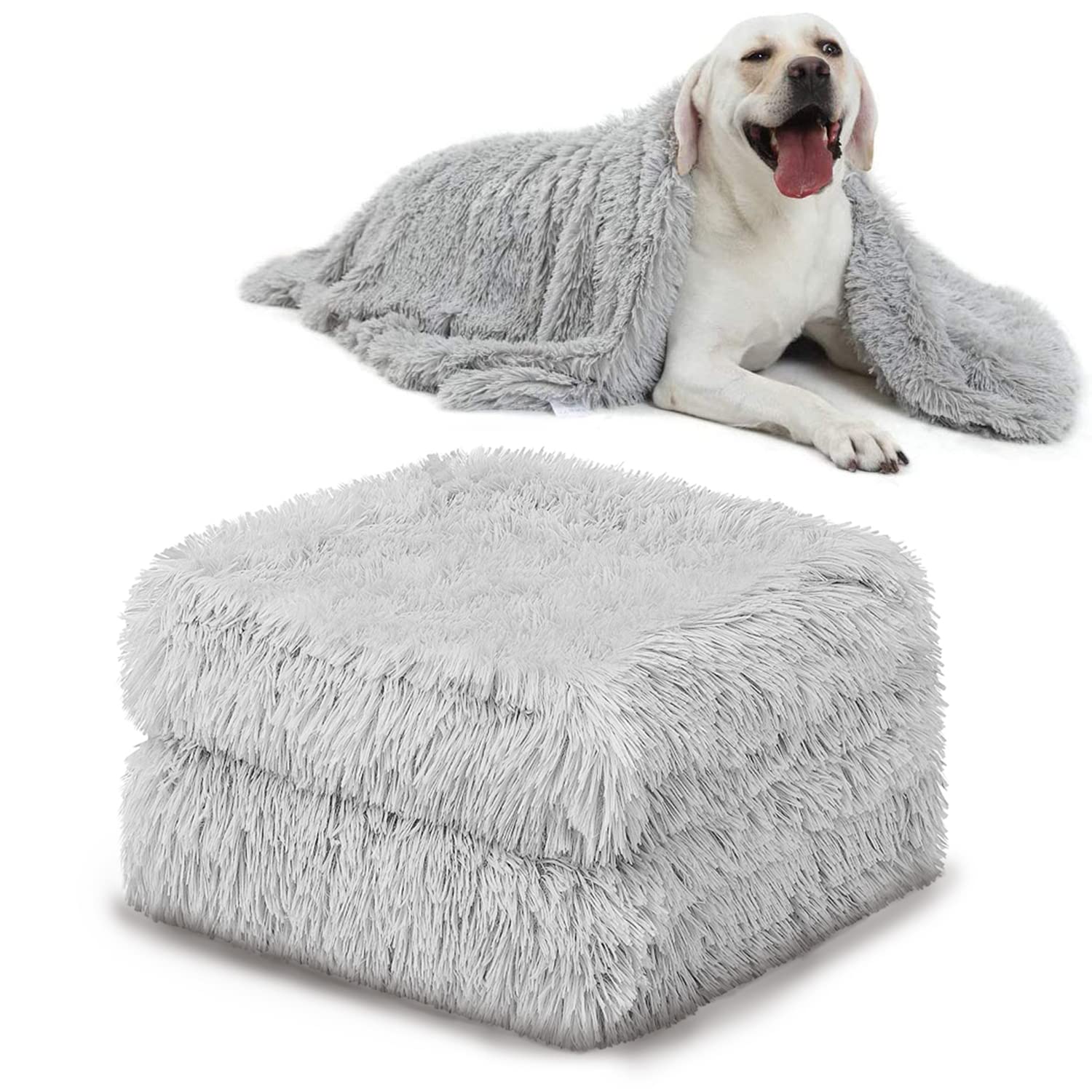 AEYAKA Cat Blanket Dog Blanket Pet Blanket Fluffy Fleece Soft Snuggle Blanket Plush Faux Fur Warm Dog Mat Washable Puppy Couch Sofa Bed Cover Pad Dog Donut for Dogs & Cats Grey L 30x40inch