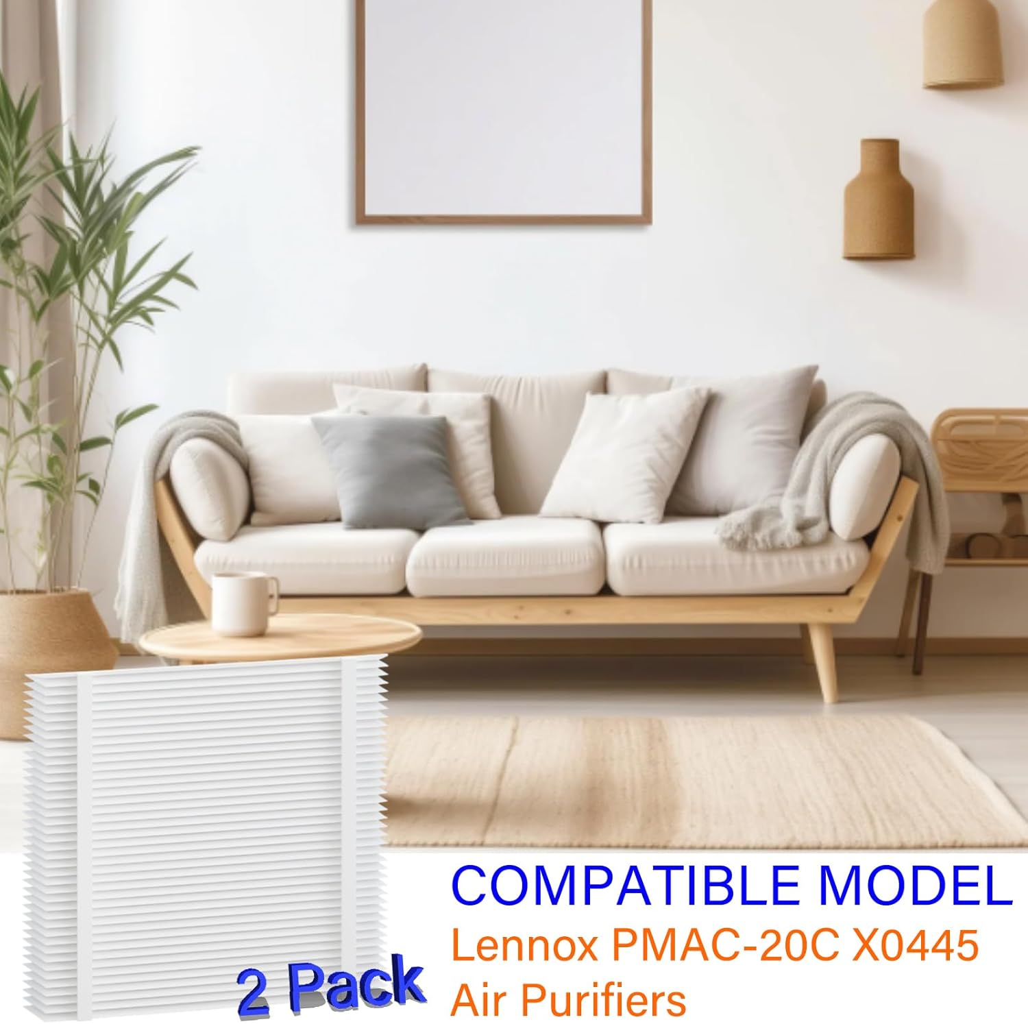 2 Pack X0445 Replacement Furnace Filter for Lennox PMAC-20C X0445 - MERV 10, 20x25x6 Air Filter