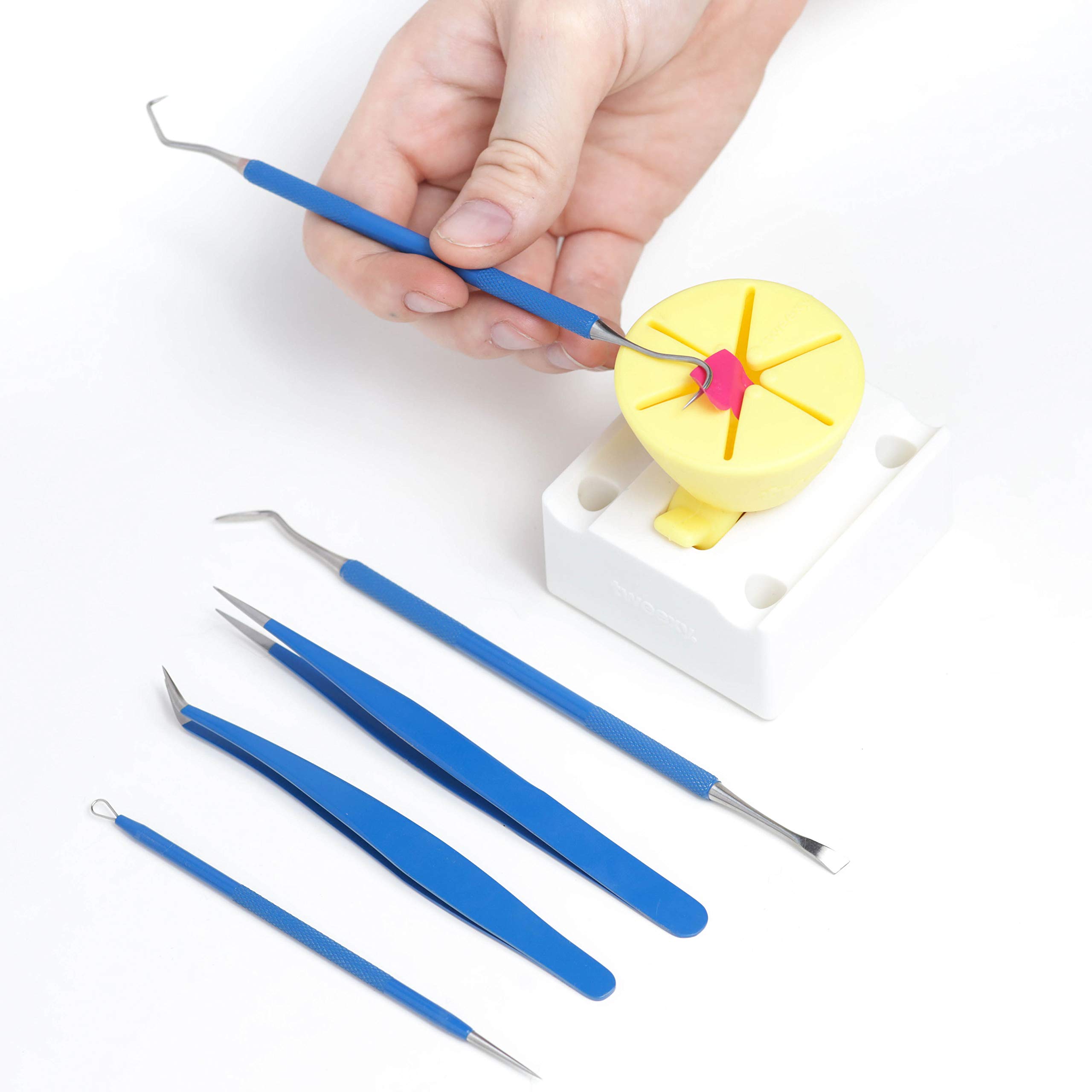 tweexy Craft Vinyl Weeding Tool Kit, Weeding Scrap Collector Ring, and Weighted Stand for Heat Transfer Vinyl, HTV Crafting Adhesive Paper Sheets Holder, with Picks, Tweezer, and Spatula (Sunshine)