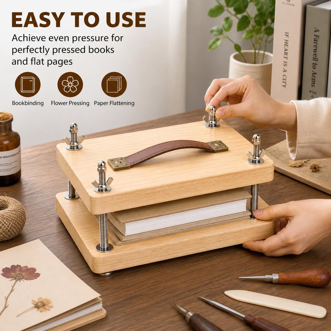 Wooden Book Binding Press Bookbinding Kit Portable and Easy Assemble Books Binding Kits for DIY Bookbinding