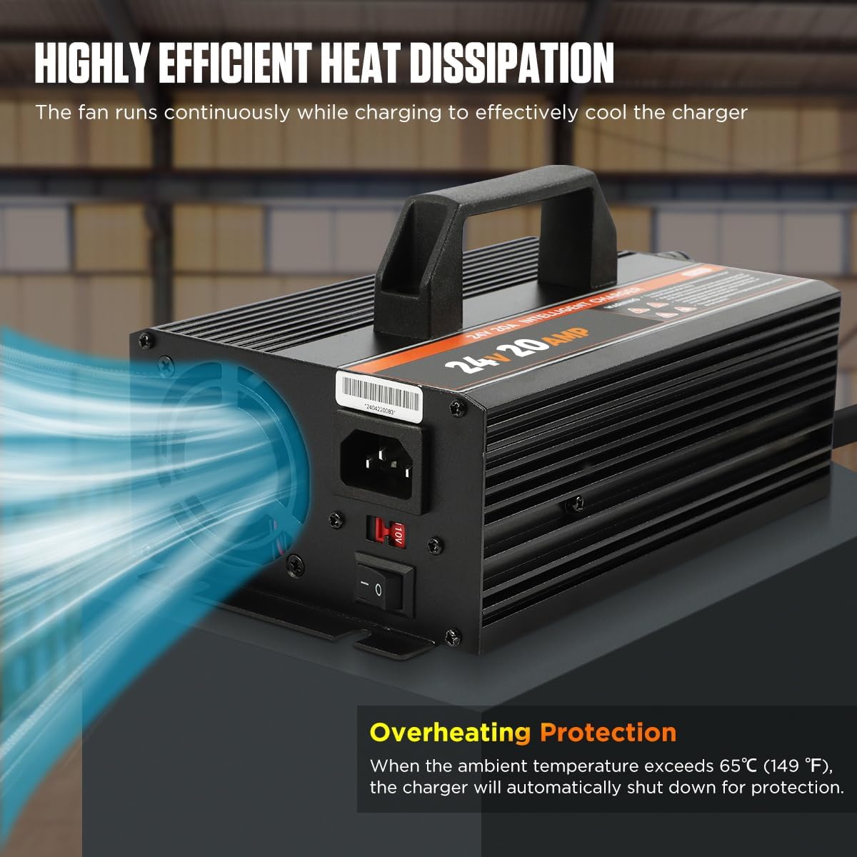 24V 20A Forklift Battery Charger, 24 Volt Forklift Charger Smart Automatic 24V Battery Charger Lead Acid Battery 24 Volt Trickle Charger for Forklift, Golf Cart, Floor Scrubber