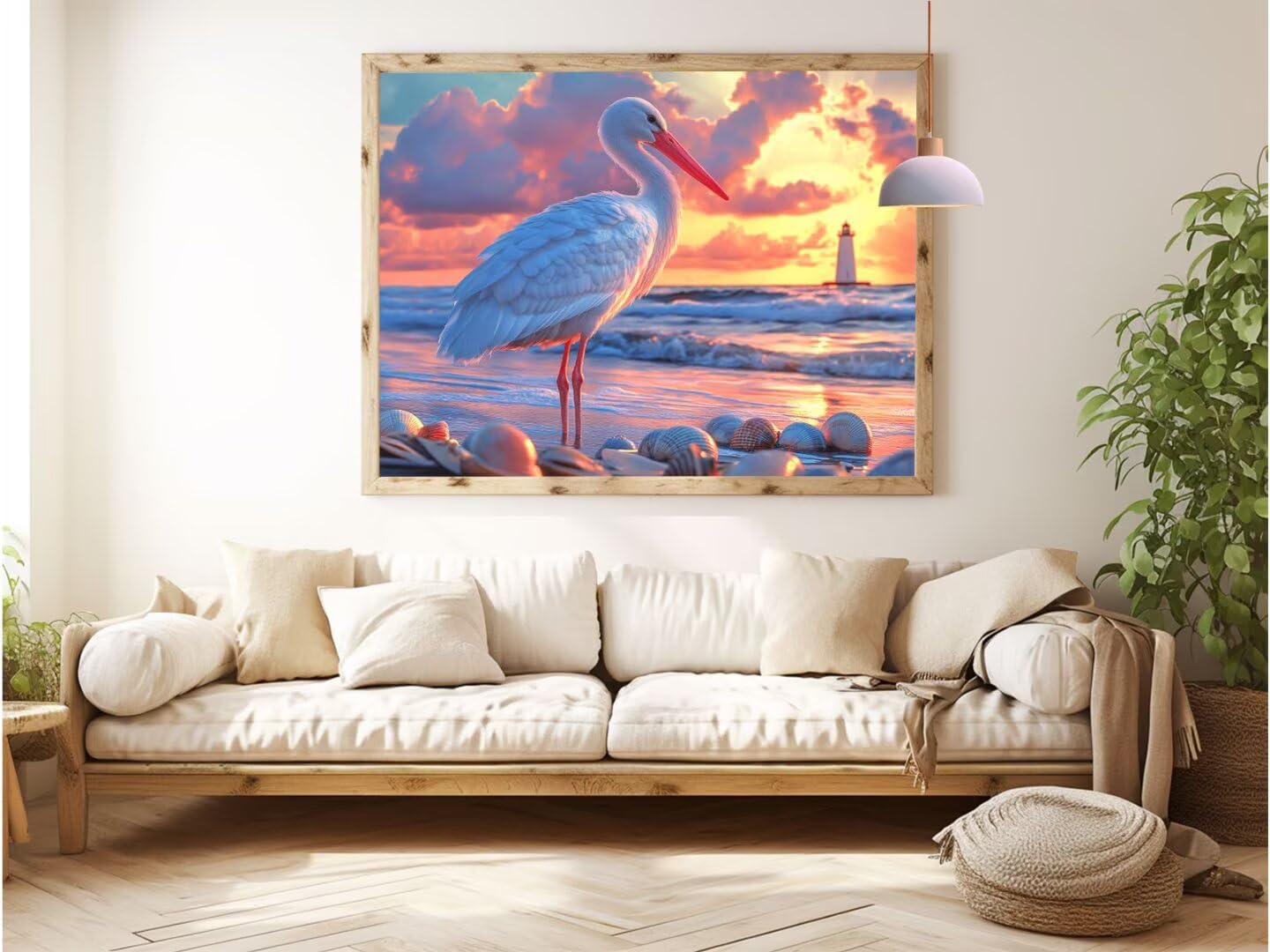 Phare Peinture Numeros Adulte avec Cadre 90X120CM, Peinture par Numero Adulte Plage Motif Désign, DIY Paint by Numbers Enfant Loisirs Créatifs avec Peintures et Pinceaux, Decoration Maison, Cadeau
