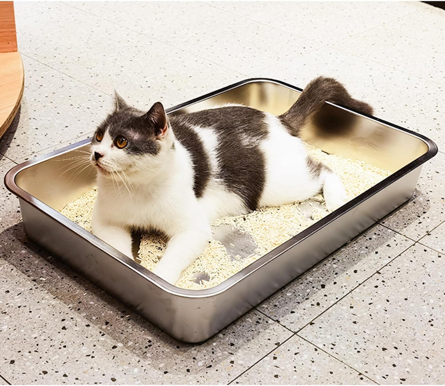 LIHONG Stainless Steel Cat Litter Box,Large Metal Litter Box for Small Large Cats Kitty Rabbits,No Smell,Non Stick,Easy to Clean(20" Lx14 Wx4 H,L) - Image 8