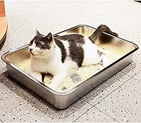 Vista 8 de LIHONG Stainless Steel Cat Litter Box,Large Metal Litter Box for Small Large Cats Kitty Rabbits,No Smell,Non Stick,Easy to Clean(20" Lx14 Wx4 H,L)