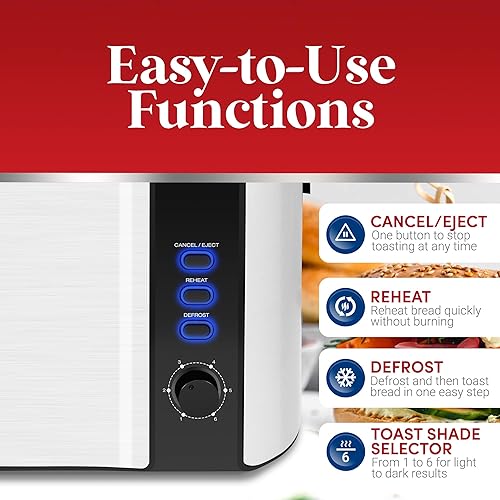 Miniatura 7 de Commercial Chef Microondas para encimera, 1.1 pies cúbicos, negro con ribete de acero inoxidable y Elite Gourmet ECT-3100 tostadora de ranura larga