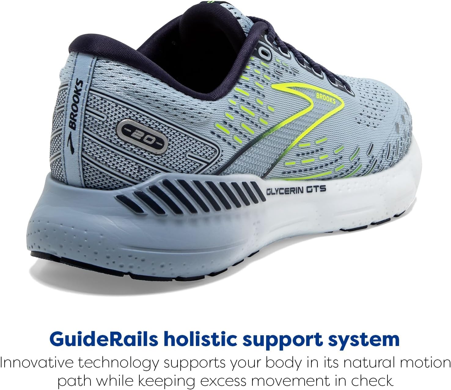 Brooks Women's Glycerin GTS 20 Supportive Running Shoe - Light Blue/Peacoat/Nightlife - 6 Medium - Image 4