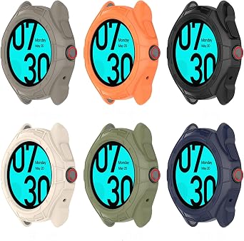 Bumper Case Compatible with Ticwatch Pro 5 Smartwatch Protector Case,Soft TPU Flexible Shockproof Protective Case Cover Frame Shell Fit for Ticwatch Pro 5,6Pack AccessoriesBlack
