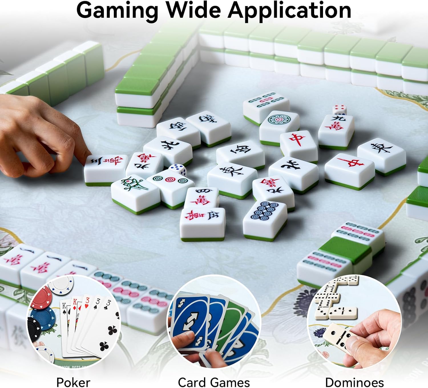 32.4x32.4 Inch Floral Mahjong Mat 3 MM Noise Reduction | Countryside Home Style Non-Slip No Creases with Tropical Plants Carrying Bag for Poker, Card, Board & Tile Games, Dominoes