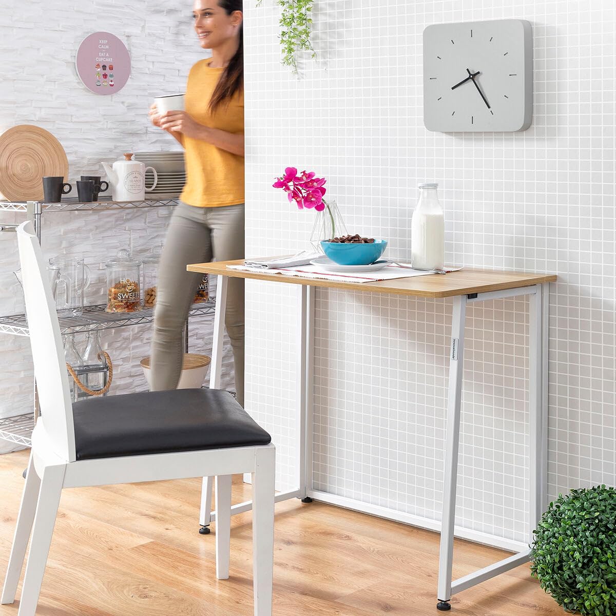 InnovaGoods - Klappbarer Schreibtisch Dolenkaf, Ideal für Home Office, Einfache Montage, Multifunktional, Holz - Weiß, Mediano, Engineering Holz