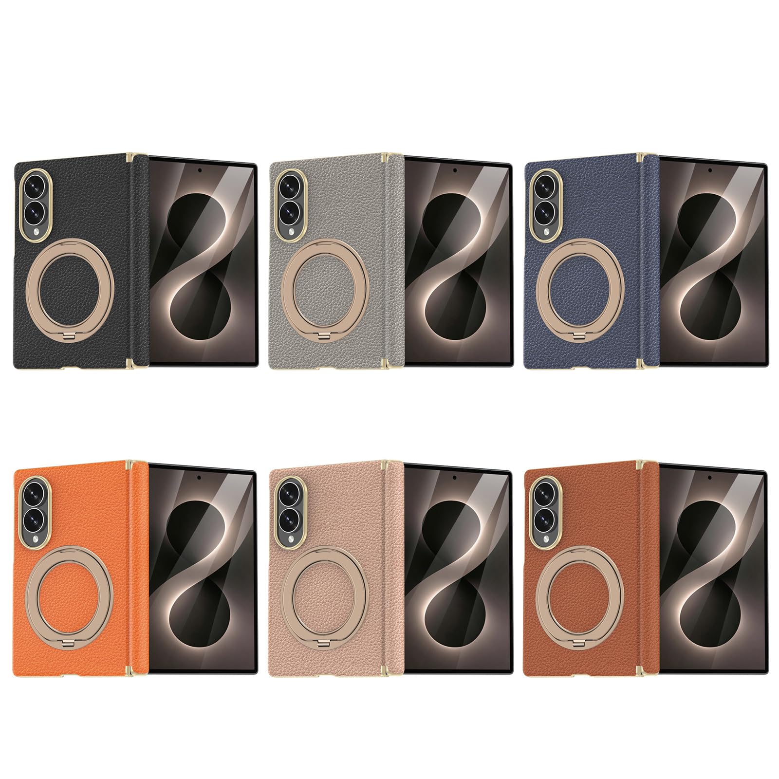 Magnética Funda para Samsung Galaxy Z Fold 8, Galvanizar Lichi Patrón Cuero