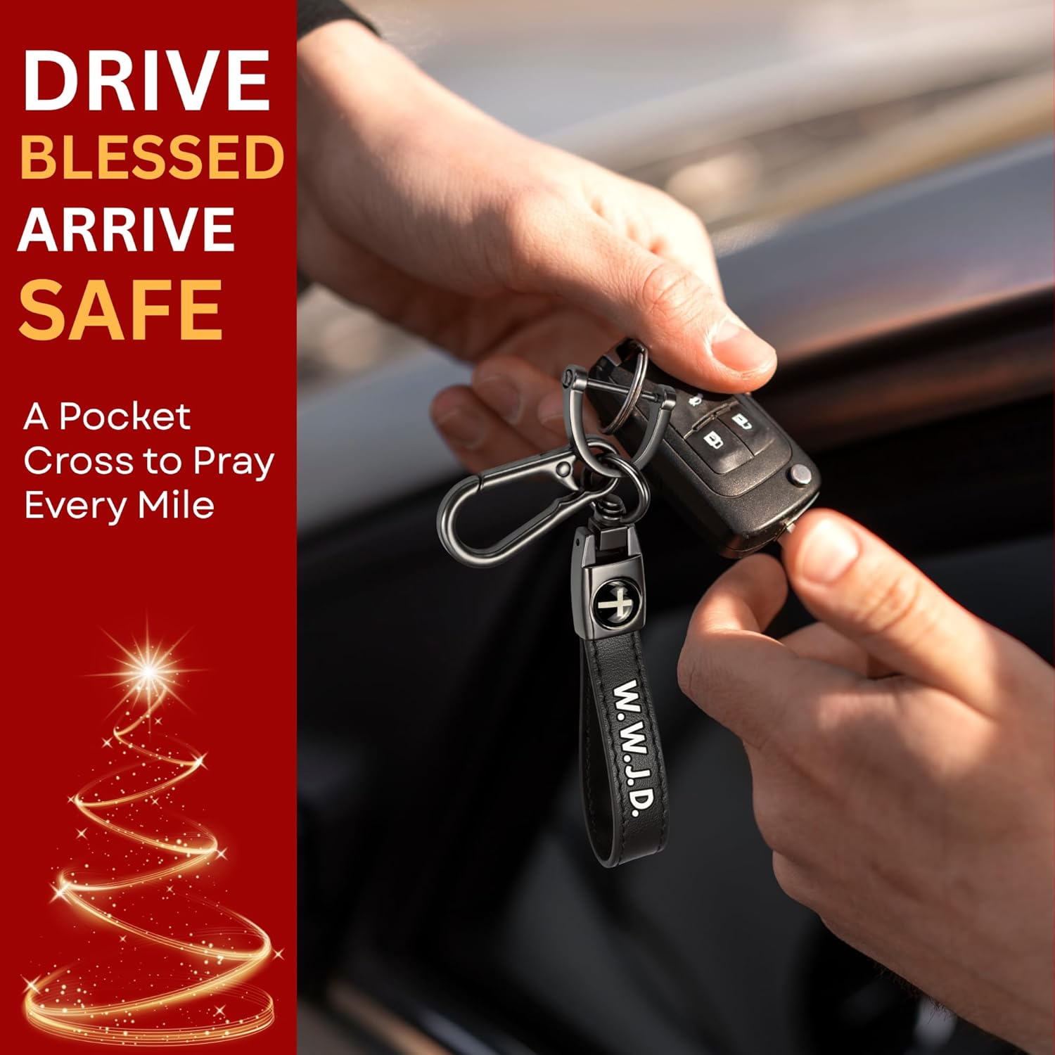 Christian Leather Cross Keychain for Men & Women - God Is Greater Than the Highs and Lows Key Ring, Faith Gift - Image 3