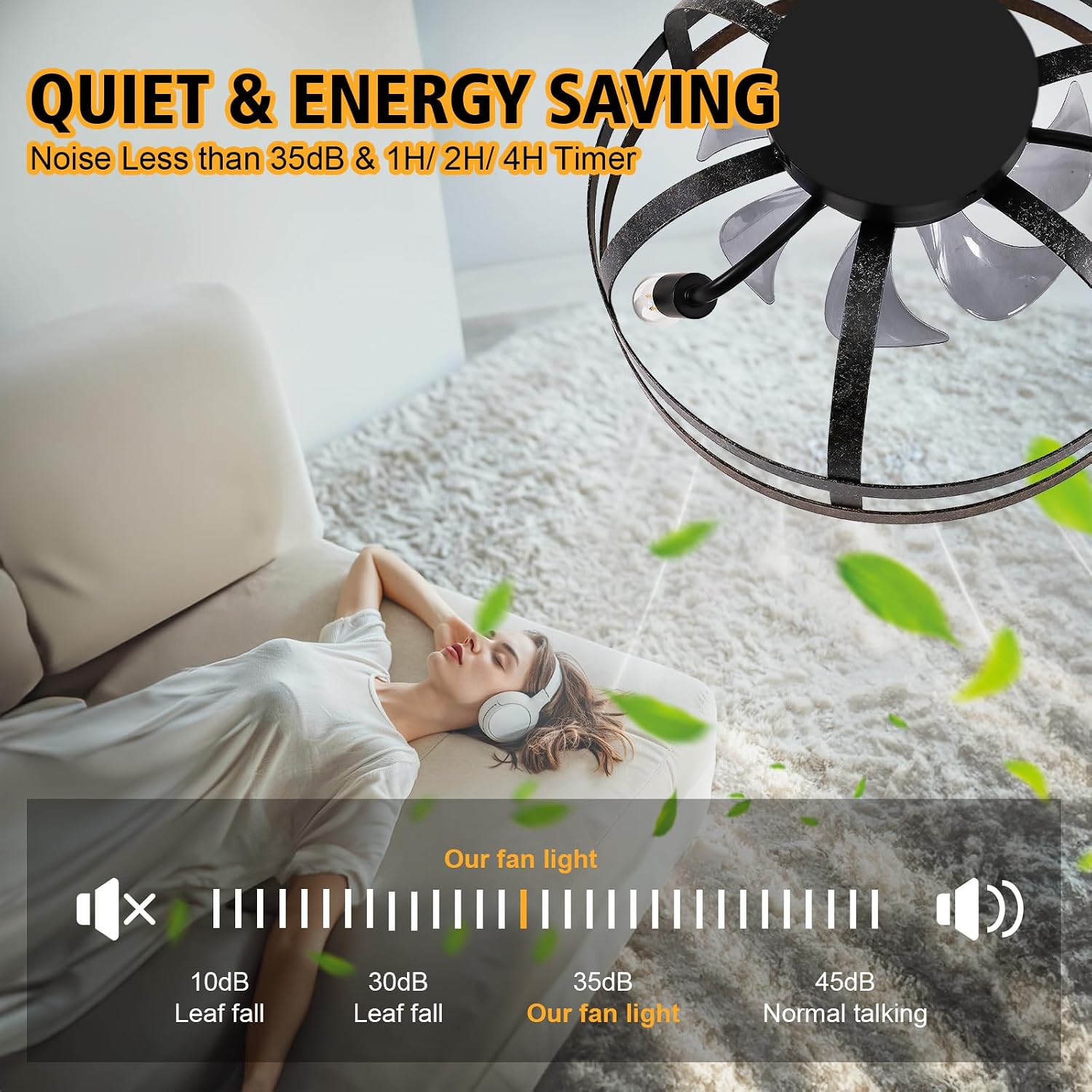 G-SAFAVA 16" Ceiling Fans with Lights and Remote, 6 Wind Speeds 3 Timing Quiet Flush Mount Low Profile Caged Ceiling Fans for Bedroom Living Room Kitchen Farmhouse Small Reversible Ceiling Fan, Black
