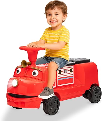 Miniatura 10 de Auto de paseo de 12 V para niños, tren de 2 plazas con silbato de tren, asiento ajustable en altura, faro, música, luces LED, espacio