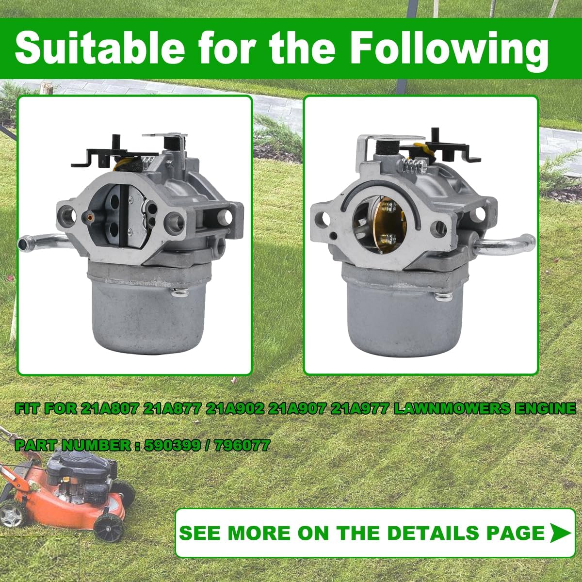 590399 796077 Carburetor for 21A807 21A877 21A902 21A907 21A977 21D807 215702 Lawnmowers Engine Carb with Air Filter and Fule Pump