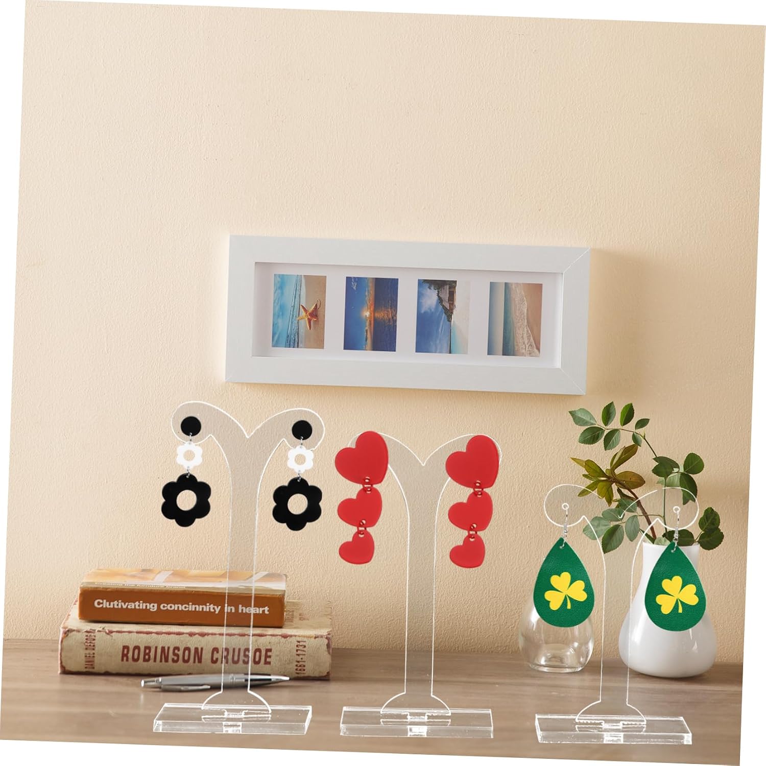 Acrylic Sprout Shaped Desktop Earrings Holder Display Rack 3pcs image 5