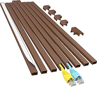 Yecaye Cord Hider, 113in Brown Cord Covers for Wires on Wall, One-Cord Cord Organizer, Easy Install Cable Management Kit, Cord Cover Home Office, W0.59in H0.4in, Brown