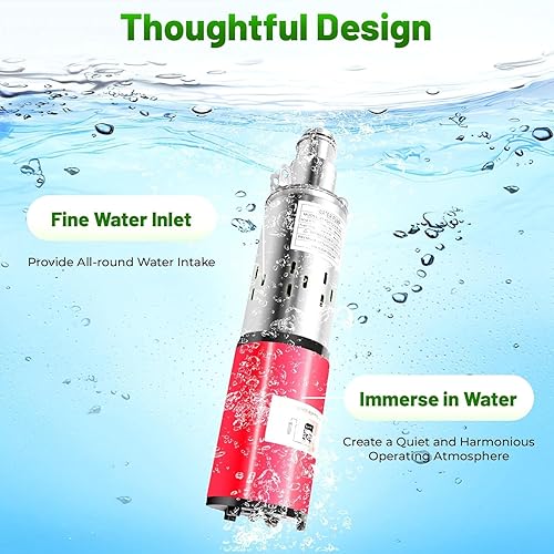 Miniatura 5 de CAJUCA Bomba sumergible de pozo profundo, 12V60Hz, 3500RMin, cabeza de 98.43 pies, bomba de agua de acero inoxidable con latón adicional