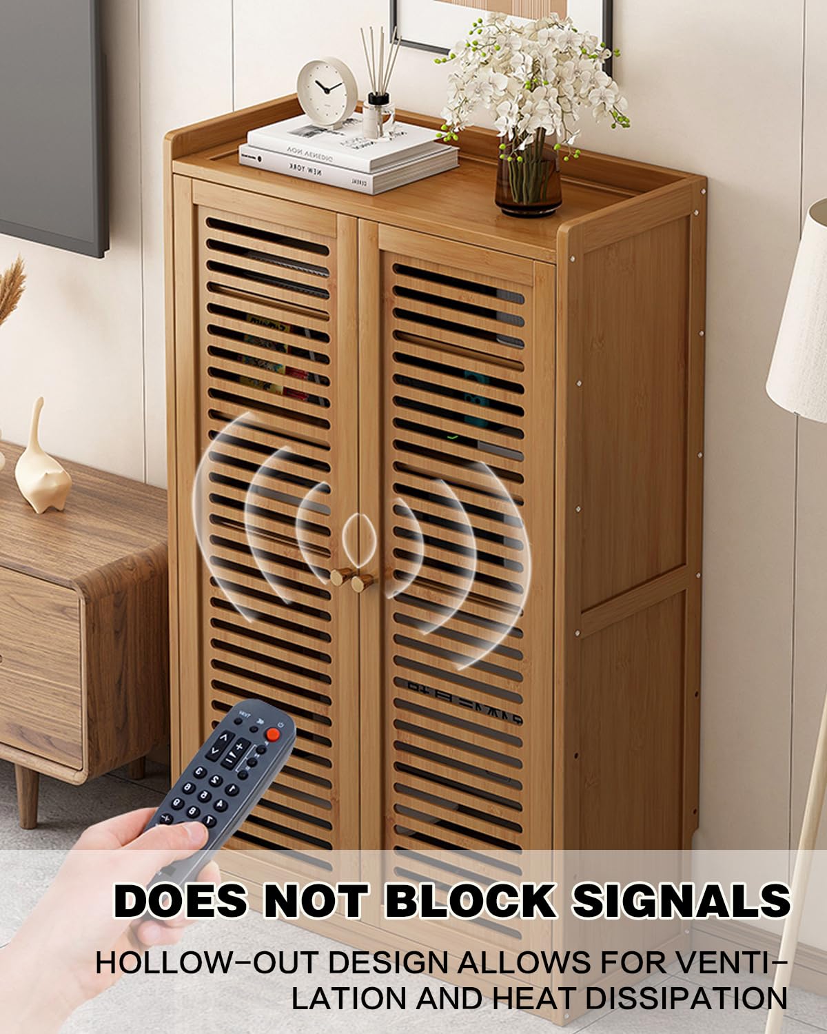 Armoire de rangement murale en bois pour routeur WiFi - Modem décoratif et boîte à câbles - Forte capacité de charge - 59 x 25 x 67 cm - Parfait pour la maison et le bureau - Noir